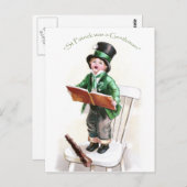 Jongen zingt Iers liedje  St Patrick's Day Briefkaart (Voorkant / Achterkant)