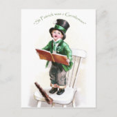 Jongen zingt Iers liedje St Patrick's Day Briefkaart (Voorkant)