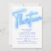 Jongens 13e Neon Pool Verjaardag Kaart (Voorkant)