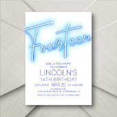 Jongens 14e Neon Pool Verjaardag Kaart