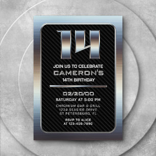 Jongen's 14e verjaardag uitnodiging