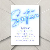 Jongens 16e Neon Pool Verjaardag Kaart