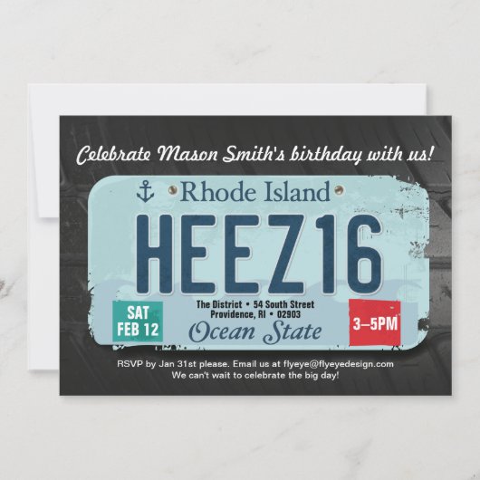 Jongens 16e verjaardag RI-licentie uitnodiging (Voorkant)