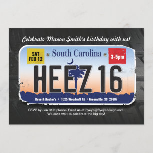 Jongen's 16e verjaardag South Carolina License Uit Kaart