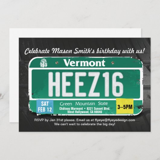 Jongens 16e verjaardag Vermont Uitnodiging (Voorkant / Achterkant)