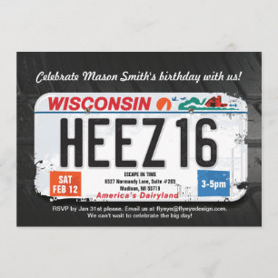 Jongen's 16e Verjaardag Wisconsin Uitnodiging