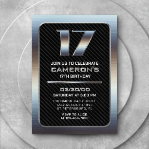 Jongen's 17e verjaardag uitnodiging