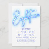 Jongens 18e Neon Pool Verjaardag Kaart (Voorkant)