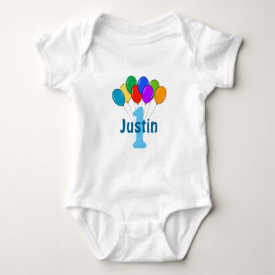 Jongens 1e Verjaardag gekleurde ballonnen baby cre Romper