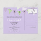 Jongen's 1e verjaardagsfeestje Banner Fotouitnodig Uitnodiging Briefkaart (Achterkant)