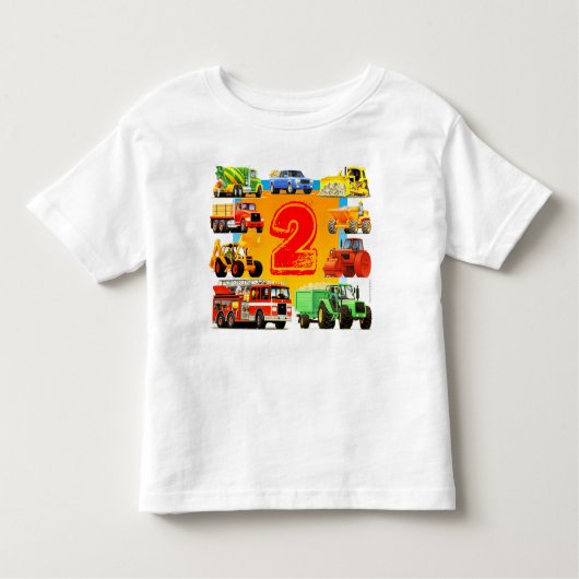 Jongen's 2e verjaardag bouwtruck kinder shirts (Voorkant)