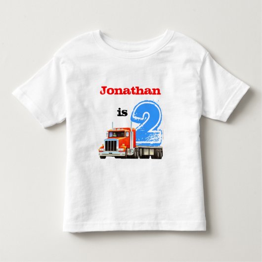 Jongens 2e Verjaardag Rode Truck Kinder Shirts (Voorkant)