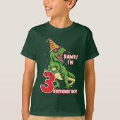 jongens 3rd Birthday dinosaur T-shirt (Voorkant)