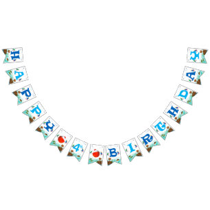 Jongens 4e verjaardag Gevist Happy Birthday  Vlaggetjes