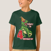 jongens 4th Birthday dinosaur T-shirt (Voorkant)