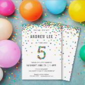 Jongens 5e verjaardag, primaire kleuren-Confetti Kaart