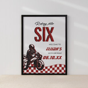 Jongens 6e Motorcross Dirt Bike Verjaardag Poster
