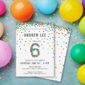 Jongens 6e verjaardag, Confetti voor primaire kleu Kaart