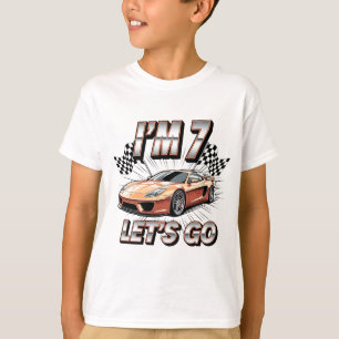 Jongens 6e verjaardags raceauto outfit – Laten we T-shirt