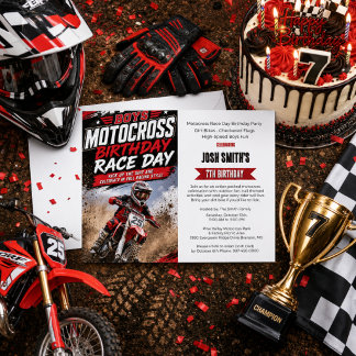 Jongens 7e Motocross Dirt Bike Racing Verjaardag Flyer