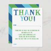 Jongens Aangepaste Gestreepte Invul Verjaardag Bed Notitiekaartje (Voorkant / Achterkant)