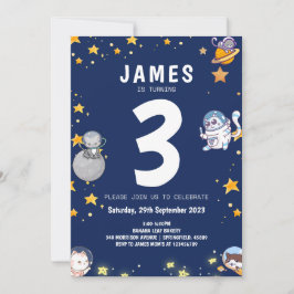 Jongens Astronaut Kat Navy Kinderen Verjaardag Kaart