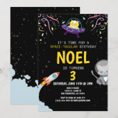 Jongens Astronaut Kat Zwart Kinderen Verjaardag Kaart (Voorkant / Achterkant)