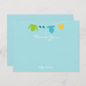 Jongens Baby shower Bedankt Opmerking Notitiekaartje (Voorkant / Achterkant)