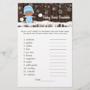 Jongens baby shower spellen flyer