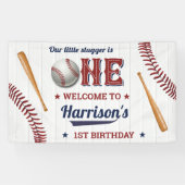 Jongens Baseball 1e verjaardag Welkom Spandoek (Horizontaal)