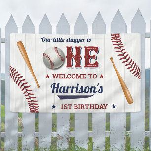 Jongens Baseball 1e verjaardag Welkom Spandoek