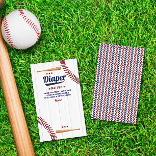 Jongens Baseball Baby shower Luier Raffle Informatiekaartje