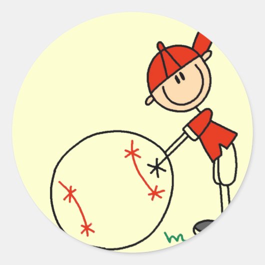 Jongens Baseball passen T-shirts en cadeautjes aan Ronde Sticker (Voorkant)