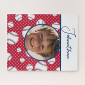 Jongens Baseball Rood Wit Blauw Aangepaste Foto w  Legpuzzel (Horizontaal)