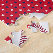 Jongens Baseball Rood Wit Blauw Aangepaste Foto w  Legpuzzel (Zijkant)