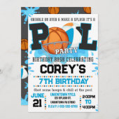 Jongens Basketbal Pool Party Uitnodiging (Voorkant / Achterkant)