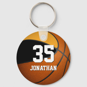 jongens basketbal, zwart en gouden teamkleuren sleutelhanger