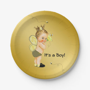 Jongens Bijen Baby Shower Papieren Bordje