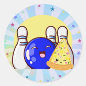 Jongens Blauw Bowling Party Tie Dye Sticker (Voorkant)