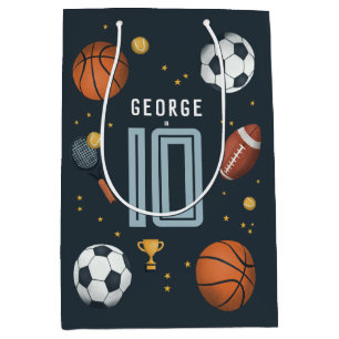 Jongens Blauw Cool Sports Kids Verjaardag Medium Cadeauzakje