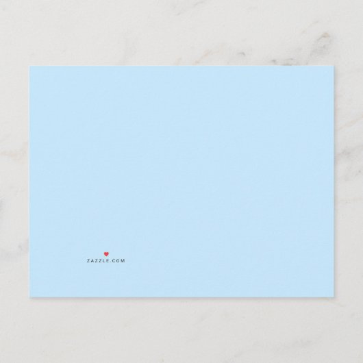 Jongens blauw eenvoudig, doop uitnodiging (Achterkant)