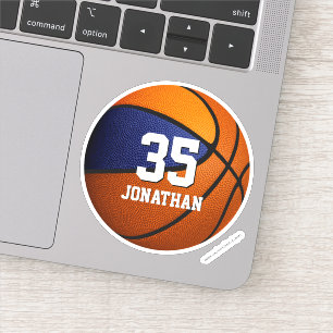 jongens blauw oranje team kleuren basketbal sticker