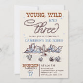 Jongens Blauw Western Jong Wild Drie 3e Verjaardag Kaart (Voorkant)