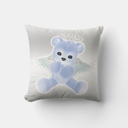 Jongen's Blauwe Engel Teddydier Kussen (Voorkant)