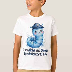Jongens Blauwe Worm Shirt - Ik ben Alfa en Omega