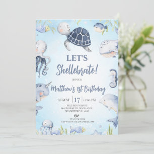 Jongens Blauwe Zee Schildpad Laat Shellebrate 1e V Kaart