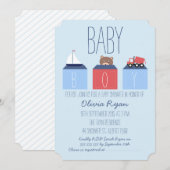 Jongens Blokken Baby shower Uitnodiging (Voorkant / Achterkant)