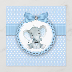 Jongens Blue Elephant baby shower uitnodigingen