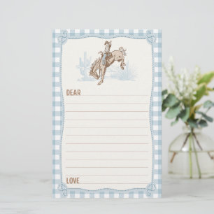 Jongens Blue Plaid Cowboy 1e Rodeo Time Capsule Briefpapier