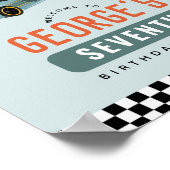 Jongens Blue Racing Car Kids Verjaardag Welkom Tek Poster (Hoek)